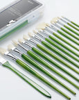 ARTIFY Oil Paint Brushes Set, 15Pcs Professional Natural Chungking Bristle Acrylic Paint Set, Perfect for Oil and Acrylic Painting, Long and Heavy Handle