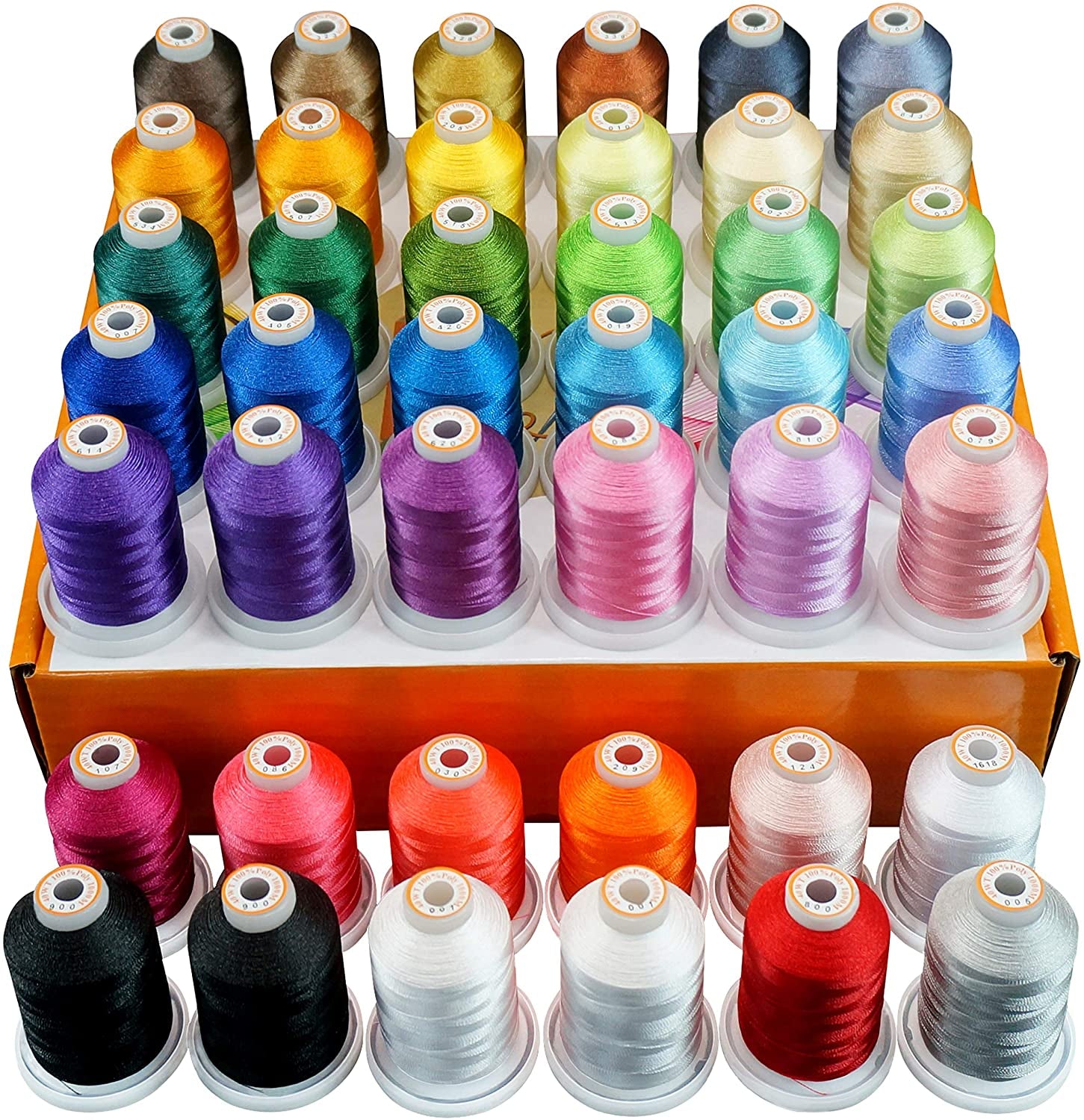 42 Spools 1000M (1100Y) Polyester Embroidery Machine Thread Kit for Professional Embroiderer and Beginner