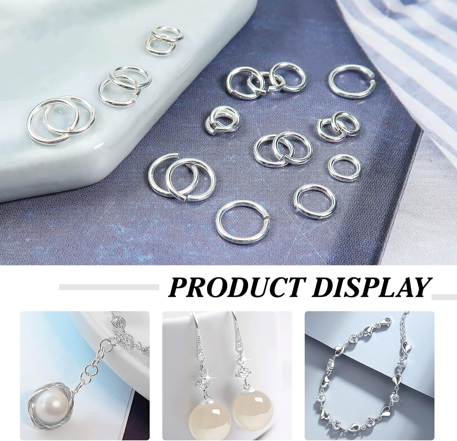 60Pcs Sterling Silver Jump Rings for Jewelry Making 4Mm 5Mm 6Mm 925 Sterling Silver Open Jump Rings for DIY Earrings Necklace Bracelet Making Repair Supplies