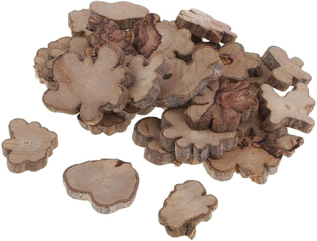 30Pcs Irregular Wood Log Slices Natural Tree Decorative Embellishments