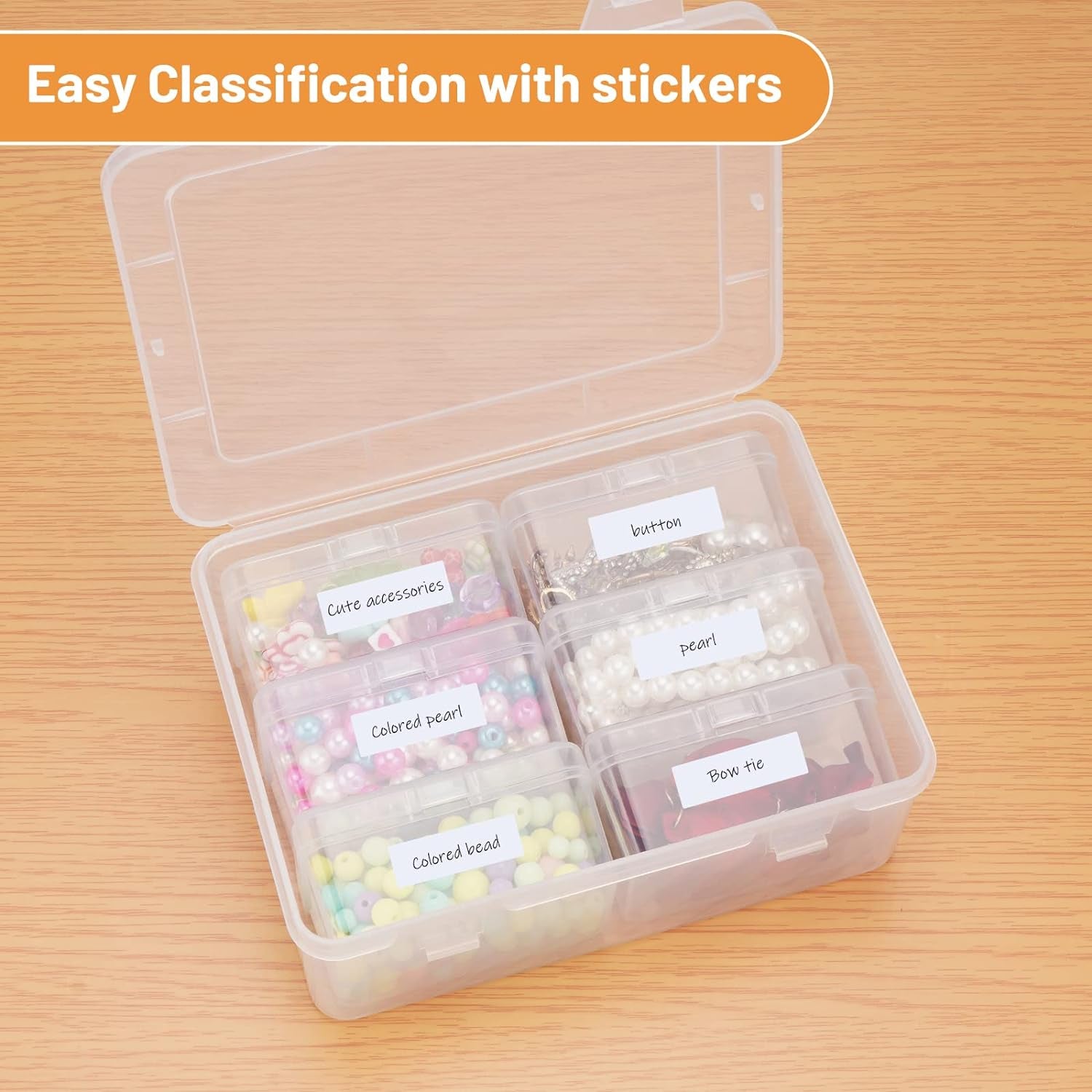 Small Bead Organizers and Storage, Clear Bead Storage Containers Rectangle Bead Holder Plastic Cases Transparent Boxes for Nail DIY Craft Making Jewelry Battery Screw