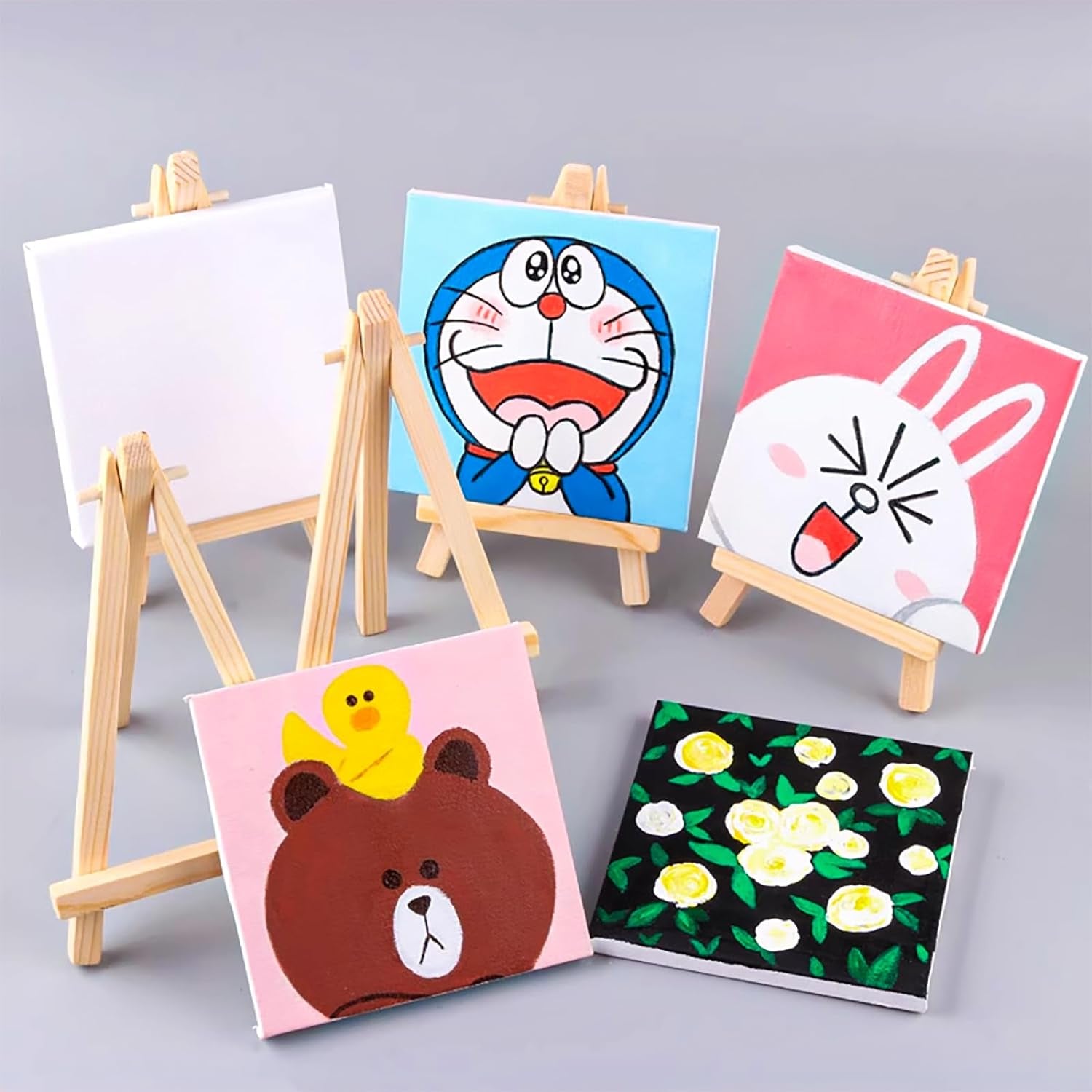 16 Pcs 5 Inch Mini Wood Display Easel, A-Shaped Small Wood Easel for Displaying Small Canvases, DIY Crafts, Photos, Gift, Home Decoration
