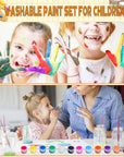 280 Pcs Washable Acrylic Paint for Kids Arts and Crafts, 20 Gouache Watercolor Paint Sets of 12 Colors for Party Classroom Painting Supplies, 20 Flat and 20 Pointed Brushes