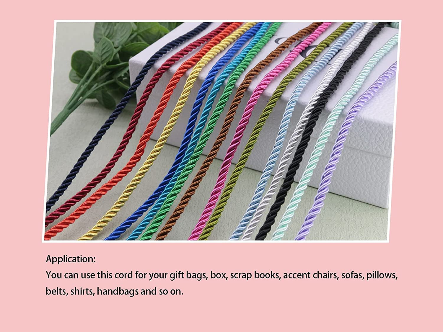 U Pick 10Yds 5Mm 3 Braided Cord Decorative Twisted Satin Polyester Twine Cord Rope String Thread Shiny Cord Choker Thread (13:Mint)
