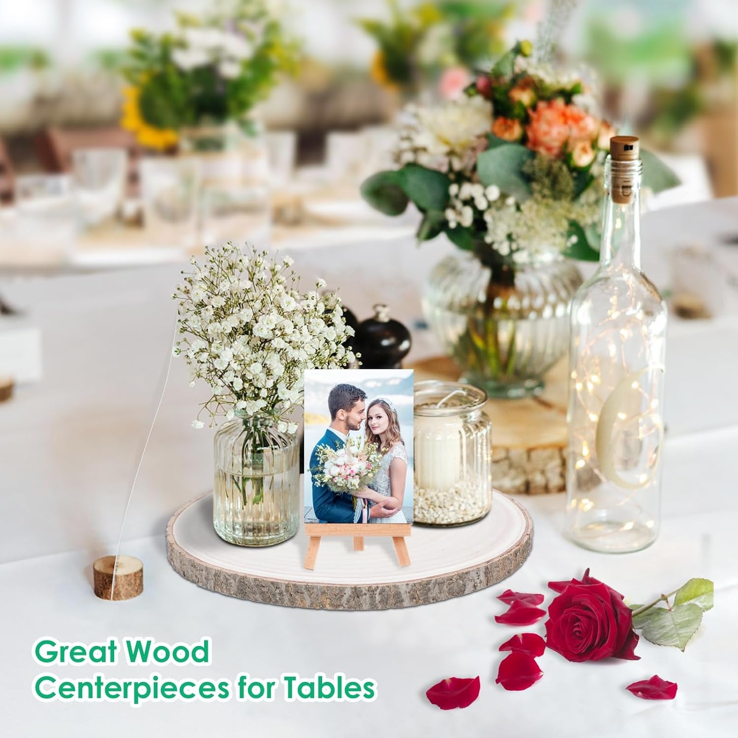 Wood Slices 10 Inches-11In 6 Pcs Wood Rounds Large Wood Slices for Centerpieces Natural Wood Slab,Wood Pieces,Unfinished Wood Slices Forcrafts,Wood Centerpieces, Decor,Weddings, Christmas