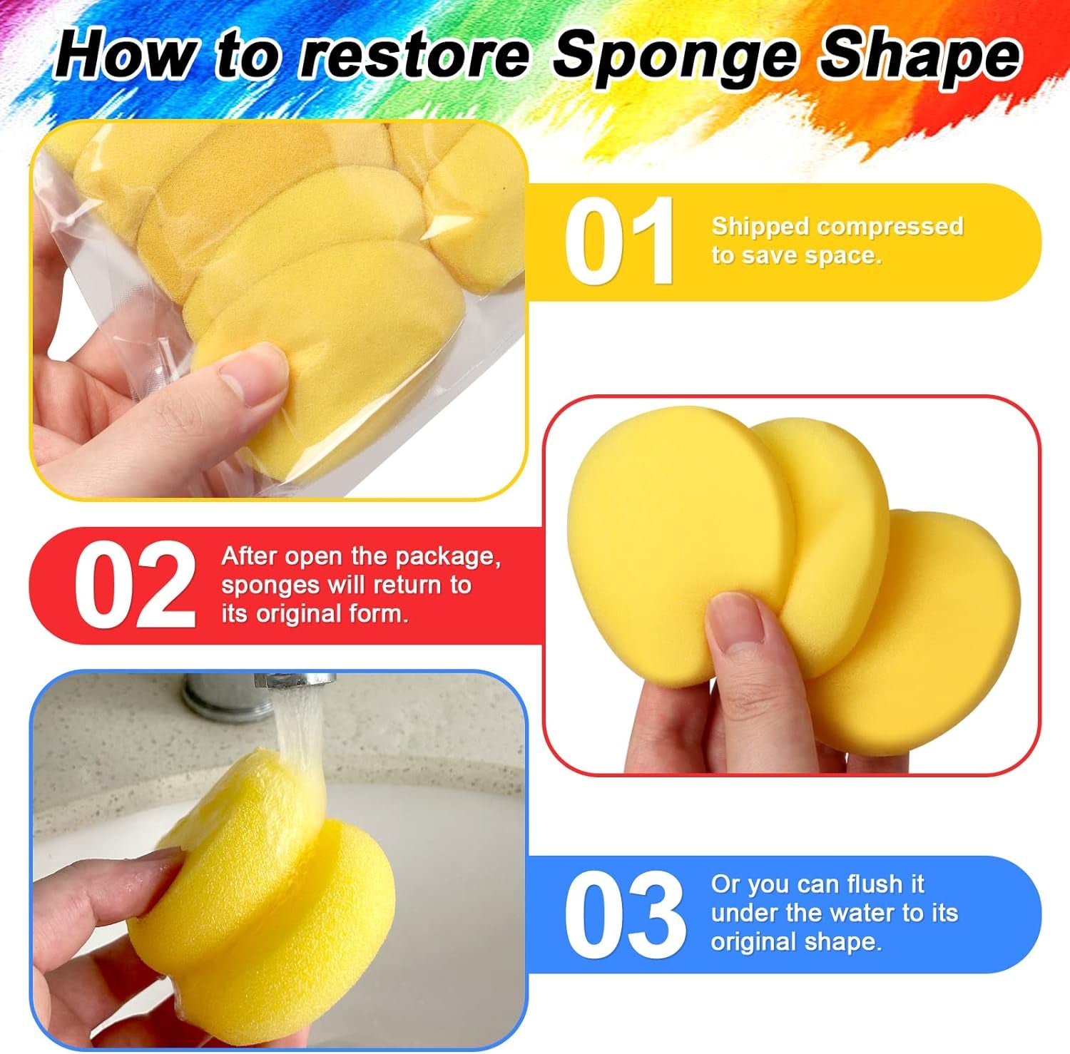 24 Pack round Painting Sponge Synthetic Artist Sponges Ceramic Sponges for Painting, Crafts, Ceramics, Household Use and More, 2.8 Inch