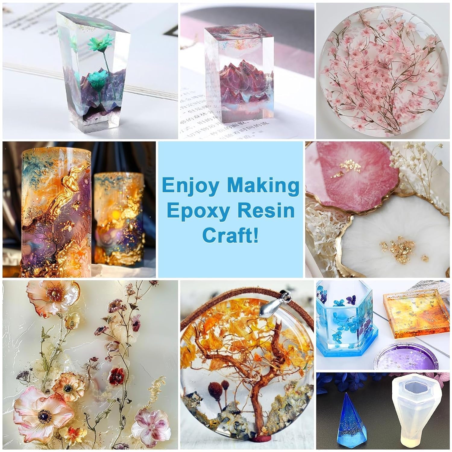 Epoxy Resin Clear Crystal Coating Kit 40Oz - 2 Part Casting Resin for Art, Craft, Jewelry Making, River Tables, Bonus Gloves, Measuring Cup, Wooden Sticks, Dropper, Gold Foil Flakes and Tweezers