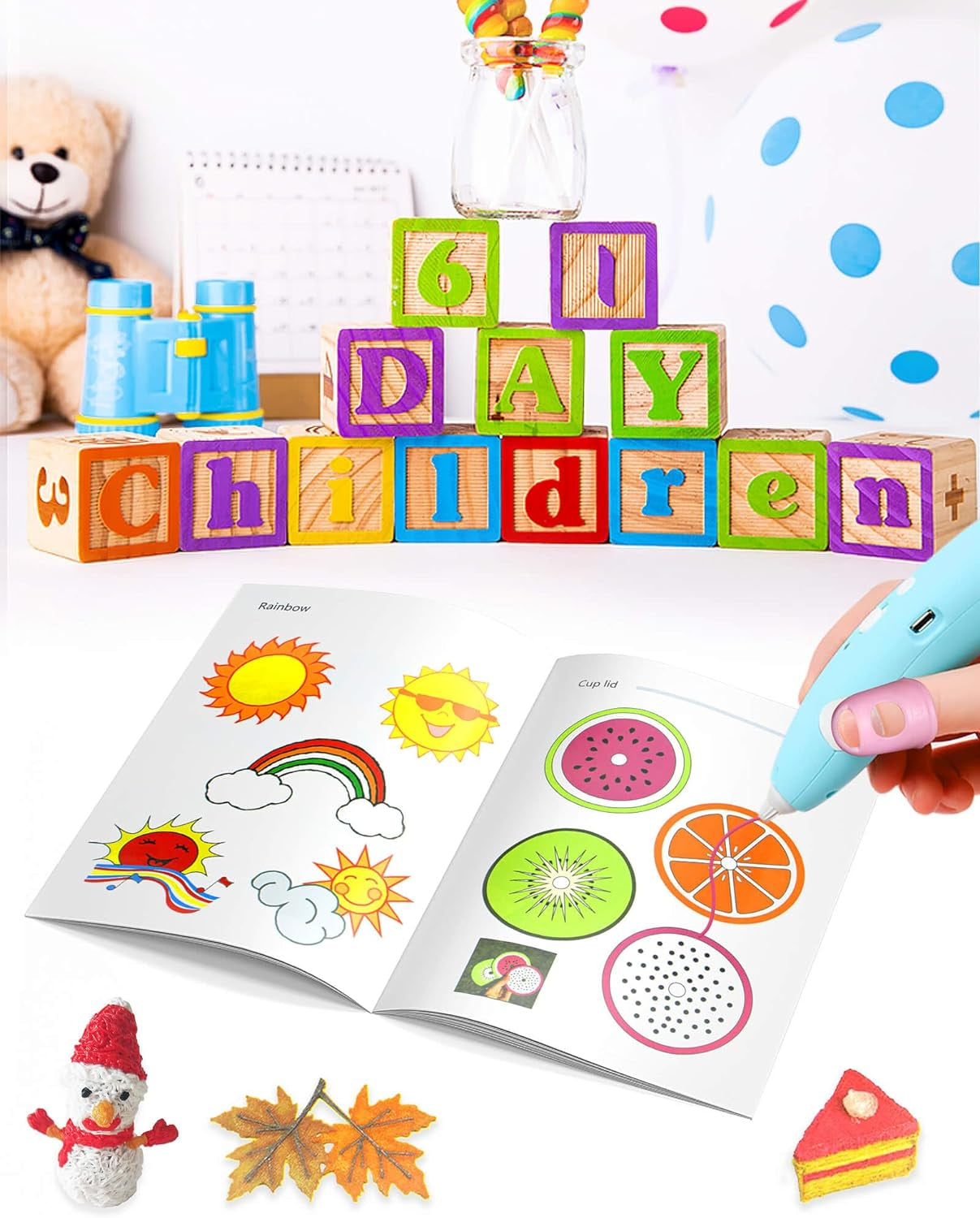 3D Printing Drawing Book, Reusable Colorful 40 Patterns Thick Paper Template with a Clear Plate, Painting Graffiti Template for 3D Pen Kids DIY Gift