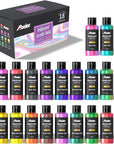 Iridescent Acrylic Paint, Set of 18 Chameleon Colors, 2 Oz/60Ml Bottles, Color-Shifting, Non-Toxic, High Viscosity, Blendable, Paints on Rocks Crafts Canvas Wood, Fabric, Ceramic & Stone