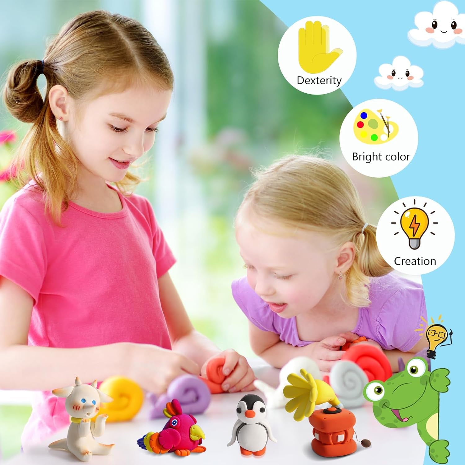 Air Dry Clay 50 Colors-Diy Modeling Clay Starter Kit with Sculpting Tools, Great Gift for Artistic Kids
