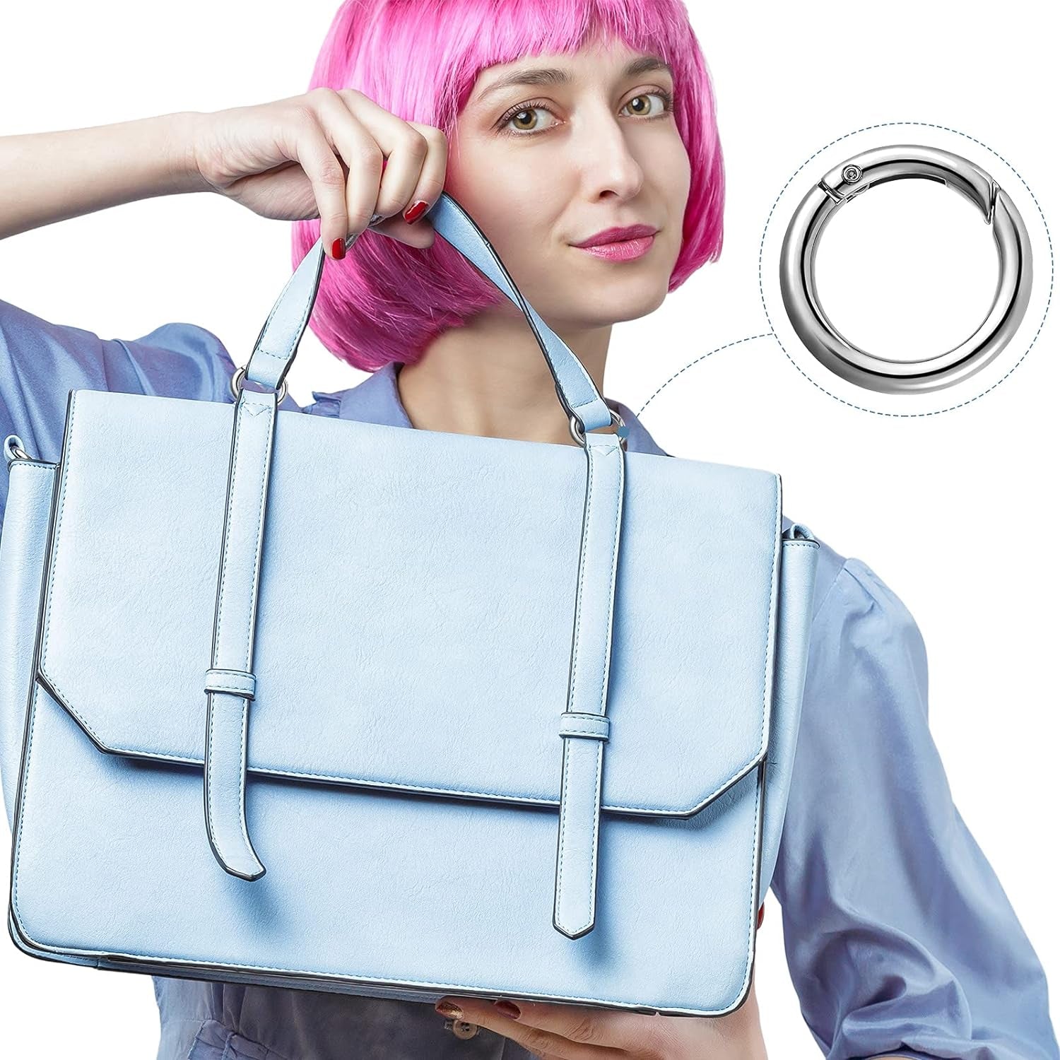 18 Pcs Spring O Rings Alloy round Spring Clips Circle Trigger Spring O Ring 35Mm Snap Buckle Clasp O Rings Keyring Hook Snap Clip for Keychains Bags Purses Handbags DIY Crafts, 6 Colors