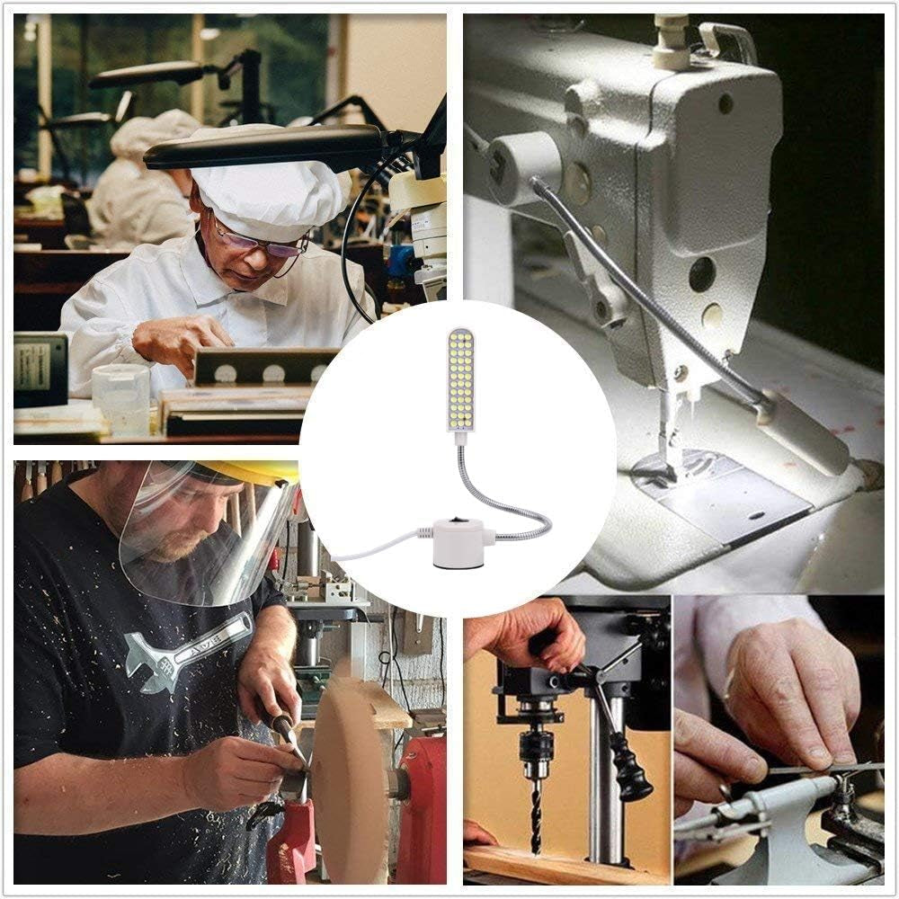 Sewing Machine Light (36Leds) Gooseneck Work Light with Magnetic Mounting Base, White Soft Light for Lathes, Drill Presses, Workbenches (2PACK)