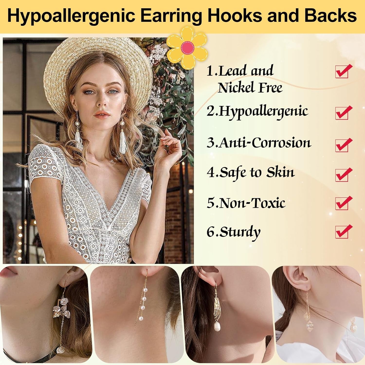 3480Pcs Earring Making Supplies Kit with Earring Hooks, Earring Pins, Jump Rings, Earring Backs, Posts and Earring Making Findings for Jewelry Making Supplies and Earring Repair, Gift for Women