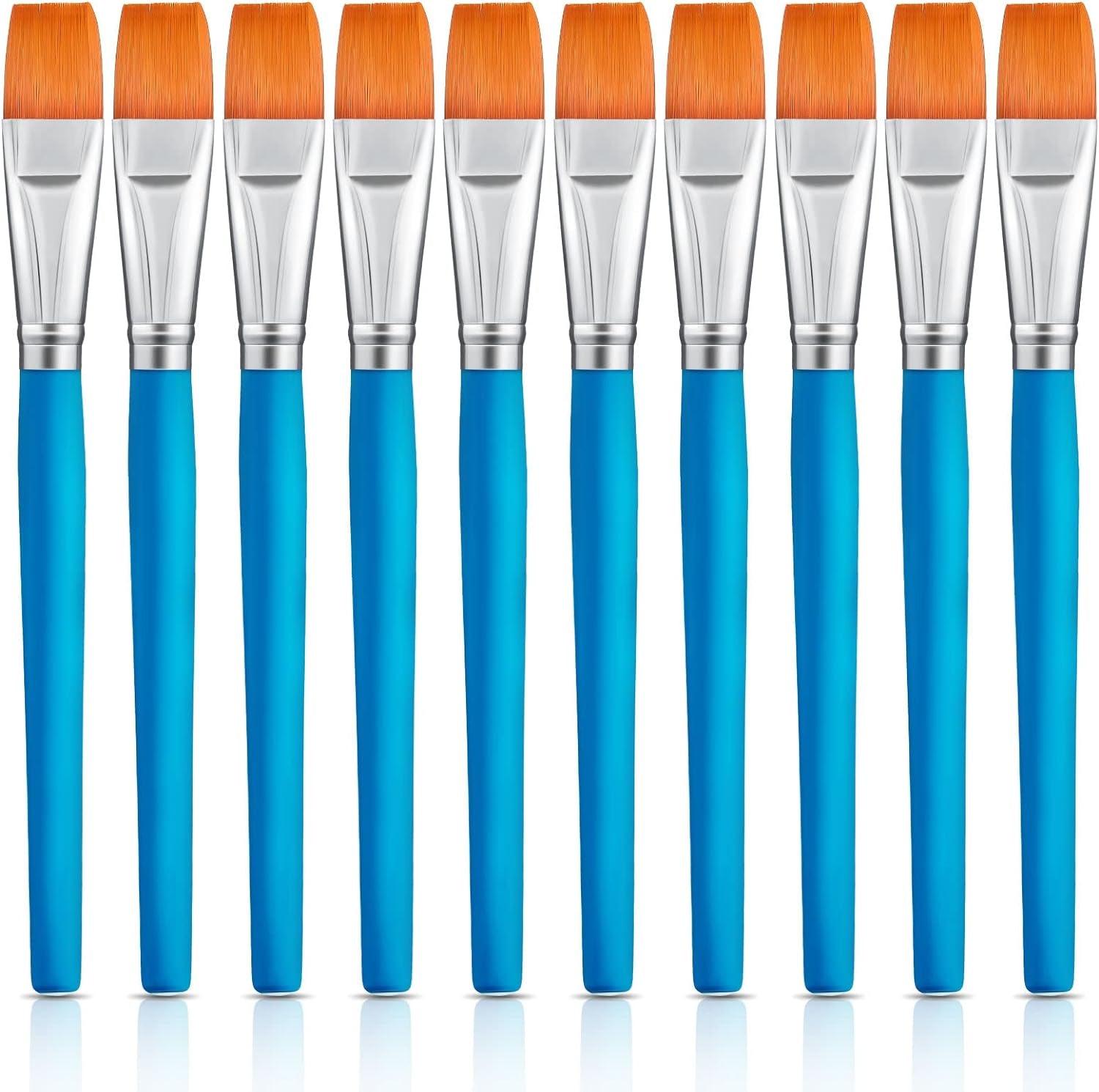10 Pieces 3/4 Inch Flat Paint Brushes Acrylic Paint Brush Artist Craft Paint Brushes Watercolor Small Brush Bulk Painting Brush Art Detail Oil Brush for Adult(8.1 X 0.9 X 3/4 Inch,Sky Blue)