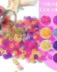1500 Pcs UV Beads, Glow in the Dark Beads Color Changing Sun Sensitive UV Reactive Pony Beads, Plastic Solar Beads with Crystal Elastic String & 2 Elastic Cords
