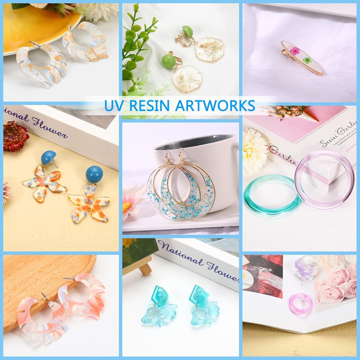 UV Resin Kit with Light Larger Size - 200G Upgraded Hard Type Crystal Clear UV Resin Kit, 23 Lamp Beads UV Light, UV Resin with Light for Craft Jewelry Making