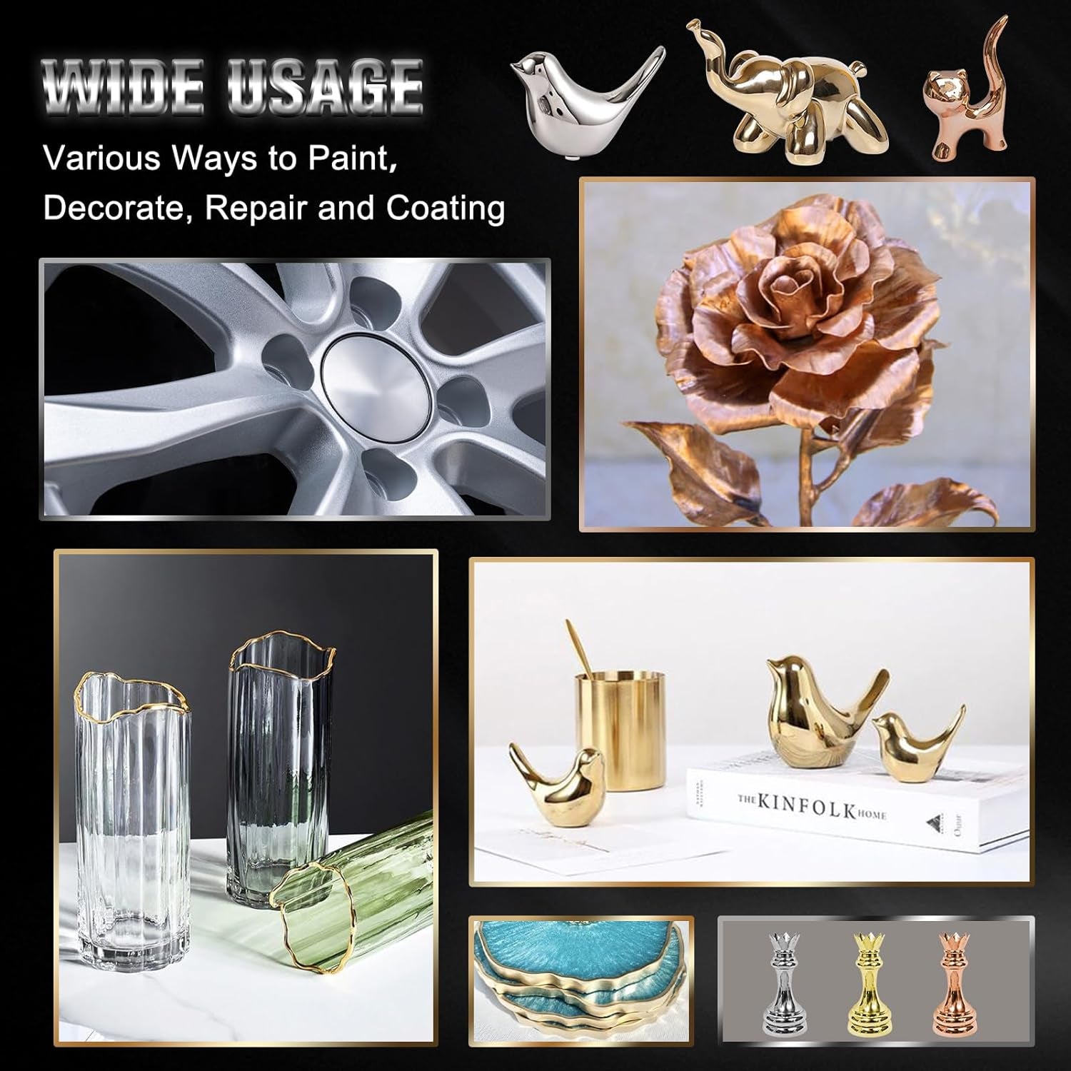 Mirror Chrome Markers 4 PACK, 3 Colors Permanent Metallic Markers & 1 Clean Pen, 2-5Mm Large Application Area, High Gloss, Waterproof, Chrome Paint Marker for Crafts, DIY, Painting