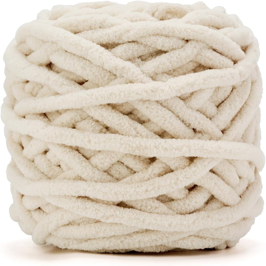 Blanket Yarn 3 Pack of 100G/3.5Oz - White Chenille Yarn 6 Super Bulky - Knitting, Crocheting &amp; Crafts Chunky Yarn