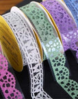 Lace Washi Tape, 6 Roll Lace Pattern Glitter Bling Self-Adhesive Tape Diamond Washi Tape Masking DIY Scrapbooking Lace Tape Sticker Color Random