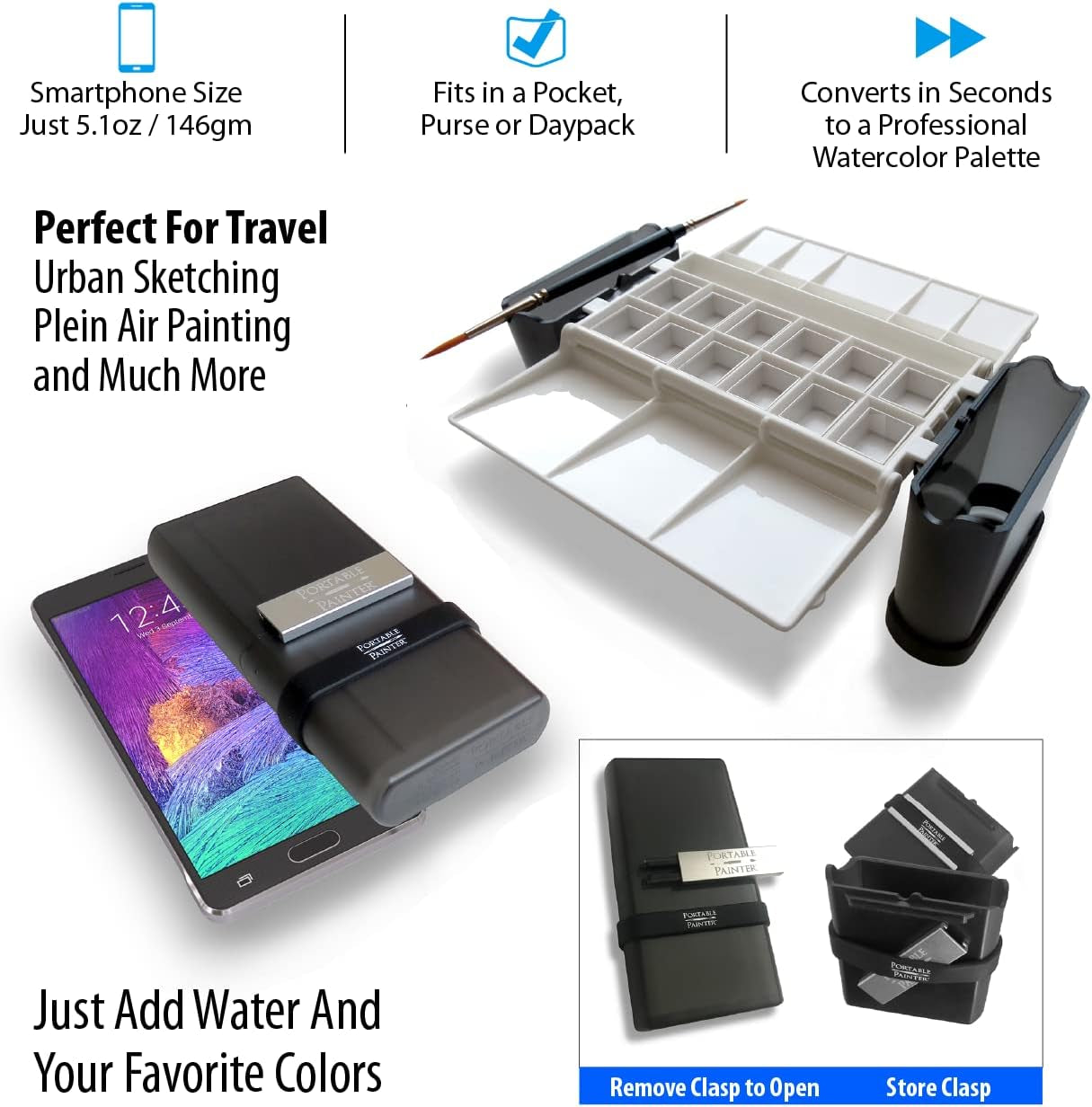 Watercolor Palette by  - Ultralight - Travel - Pocket Size - Professional Quality