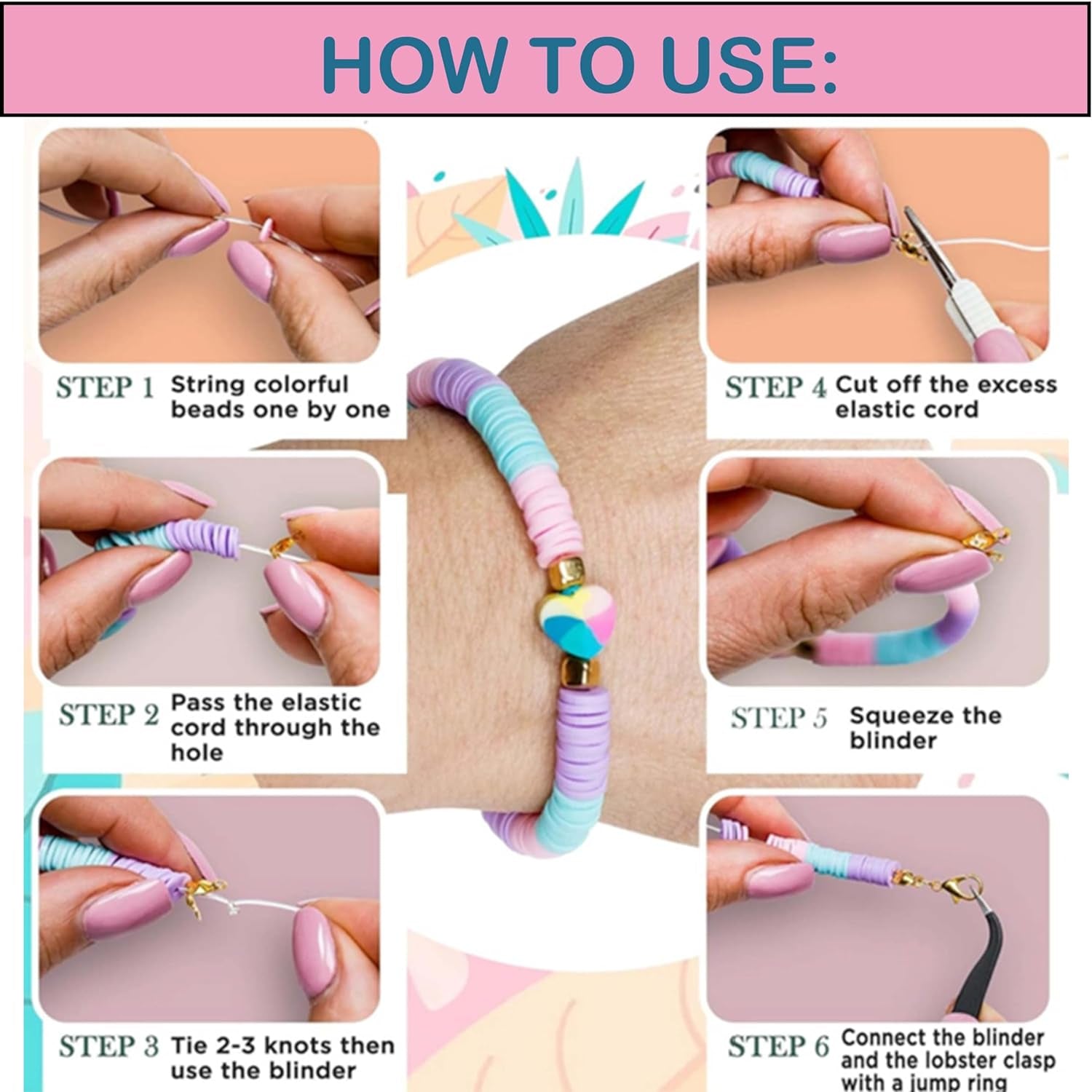 Clay Beads Bracelet Making Kit, 144 Colors Flat Polymer Friendship Spacer Heishi Beads for Jewelry Making with Letter Beads and Elastic Strings, 2025 Crafts Christmas Gift (144 Colors)