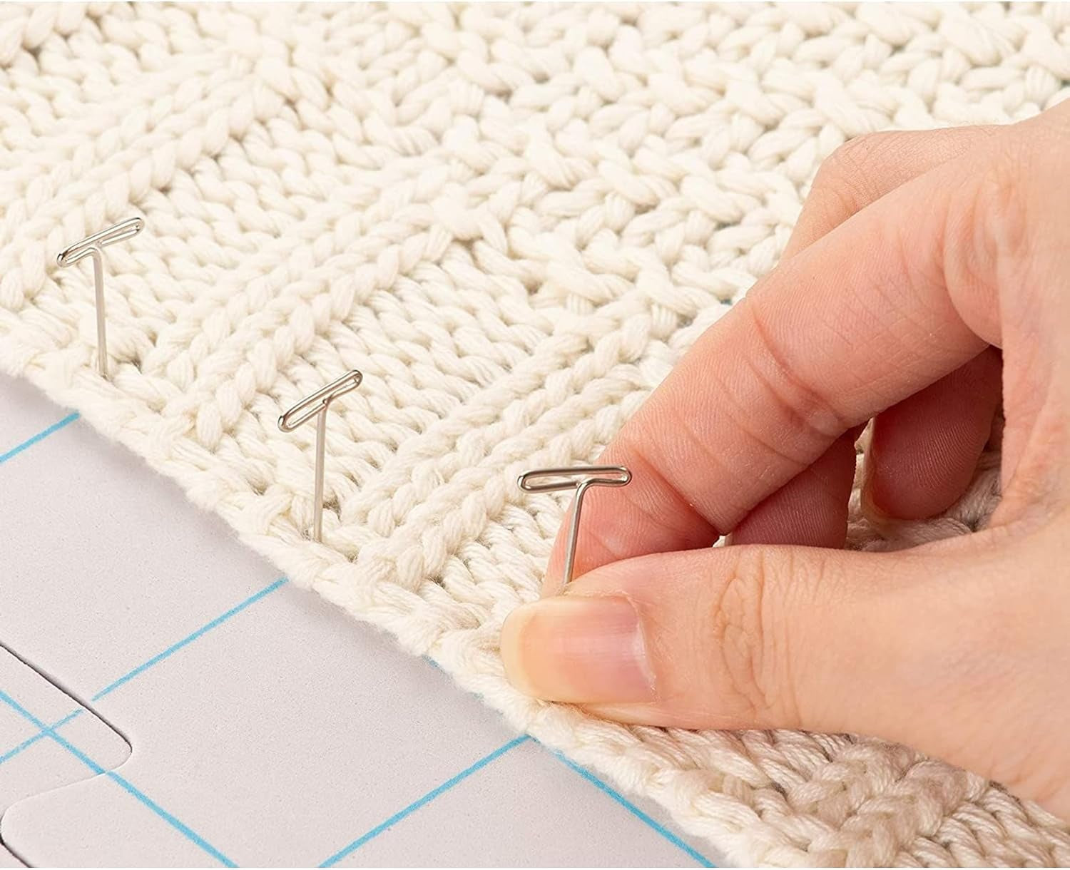 Extra Thick Blocking Mats for Knitting & Crochet 9 Pack with 200 T Pins and Storage Bag (12.5 In)