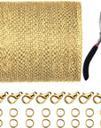 39.4 Feet 2 Mm Link Chains Necklace Chain Necklace Jewelry Plier with 30 Pieces Lobster Clasps and 100 Pieces Jump Rings for Jewelry Accessories Diy(Gold)