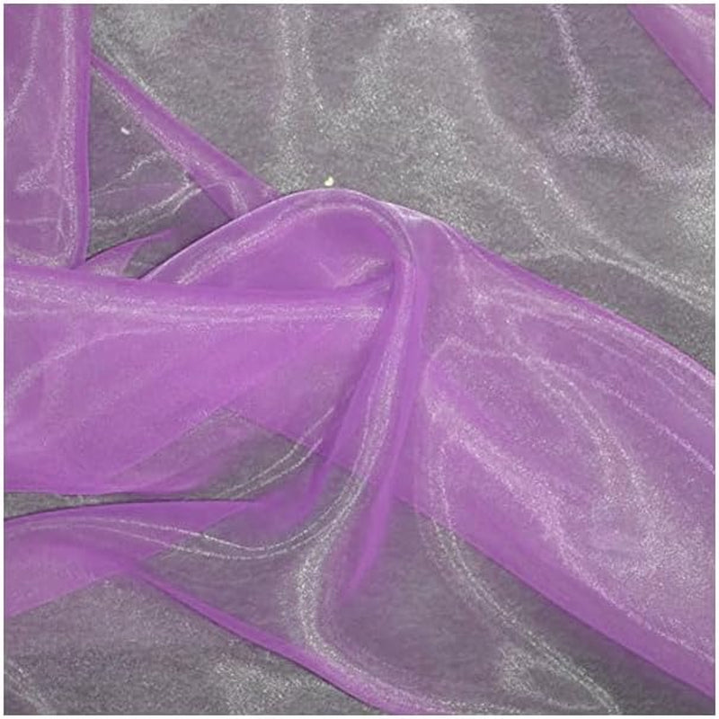 Pack of 25 Yards Long Bridal Solid Sheer Organza Fabric Bolt for Wedding Dress, Fashion, Crafts, Decorations, Backdrop, Christmas Craft Supplies, Silky Shiny Organza Fabrics 44” Wide- Dark Purple
