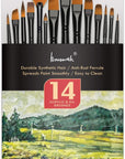 Paint Brushes Set, 14 PCS Artist Brush for Acrylic Oil Watercolor Gouache Artist Professional Painting Kits with Synthetic Nylon Tips