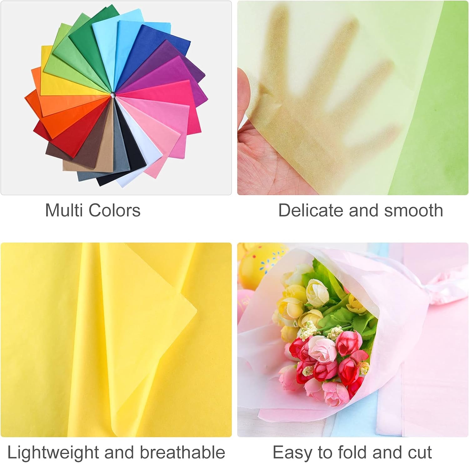 100 Sheets Multicolor Tissue Paper Bulk 20" X 14" Gift Wrapping Tissue Paper 20 Assorted Colored Art Tissue Paper for Craft Floral Birthday Party Festival Gift Wrapping Decorative(100)