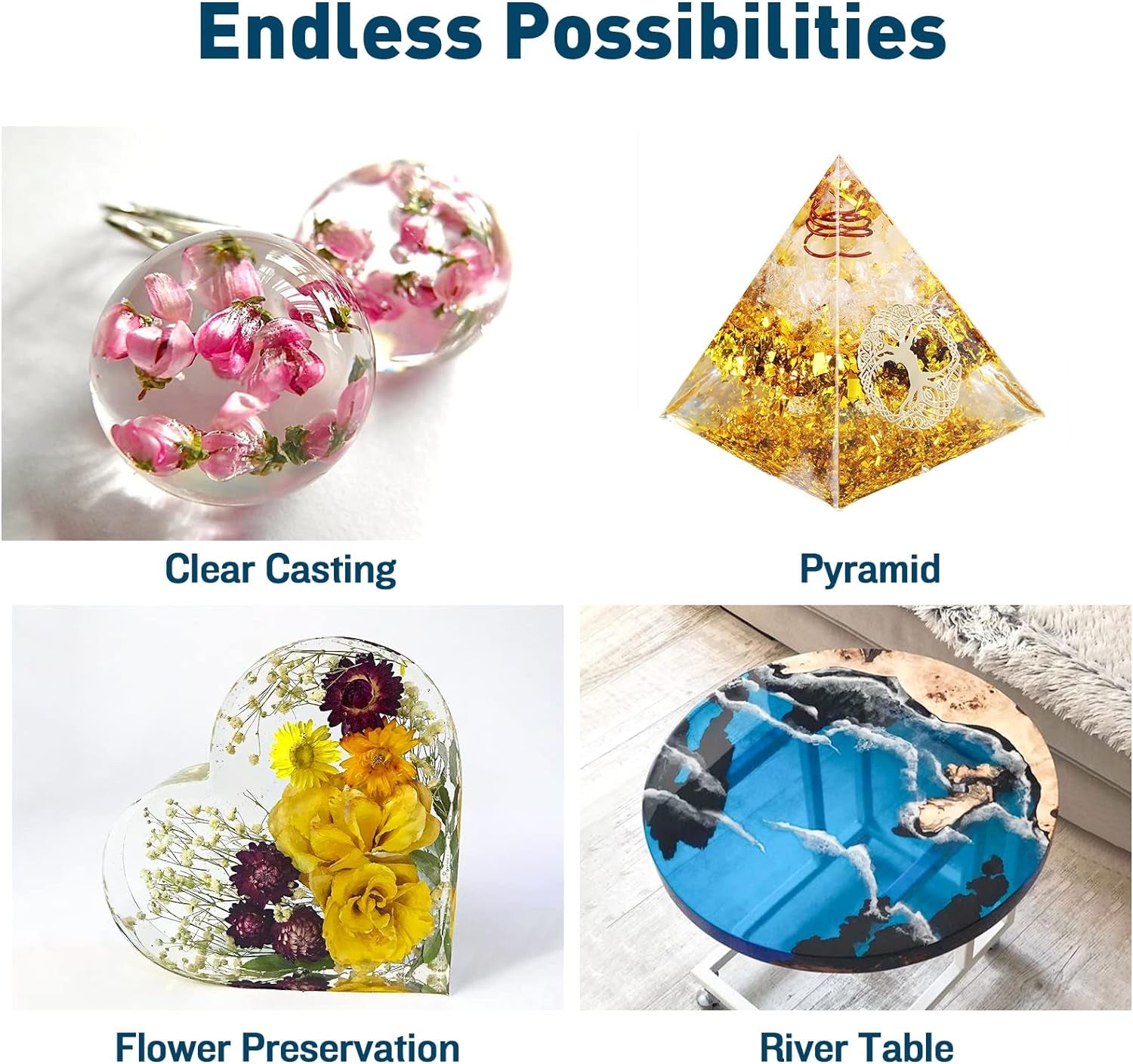 Deep Pour Epoxy Resin, 51Oz Epoxy Resin Kit for 2-4" Pour Depths, Crystal Clear & High Gloss, Bubble-Free Casting Resin for Flower Preservation, River Tables and Mold Crafts - 2:1 Mix Ratio