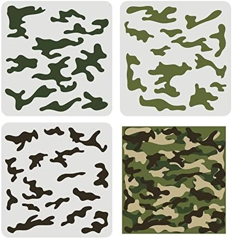 3 Pcs Camo Stencil Kit 11.8X11.8Inch Camo Stencils for Spray Paint Camouflage Pattern Stencils for Painting on Wood, Canvas, Paper, Fabric, Floor, Wall and Tile