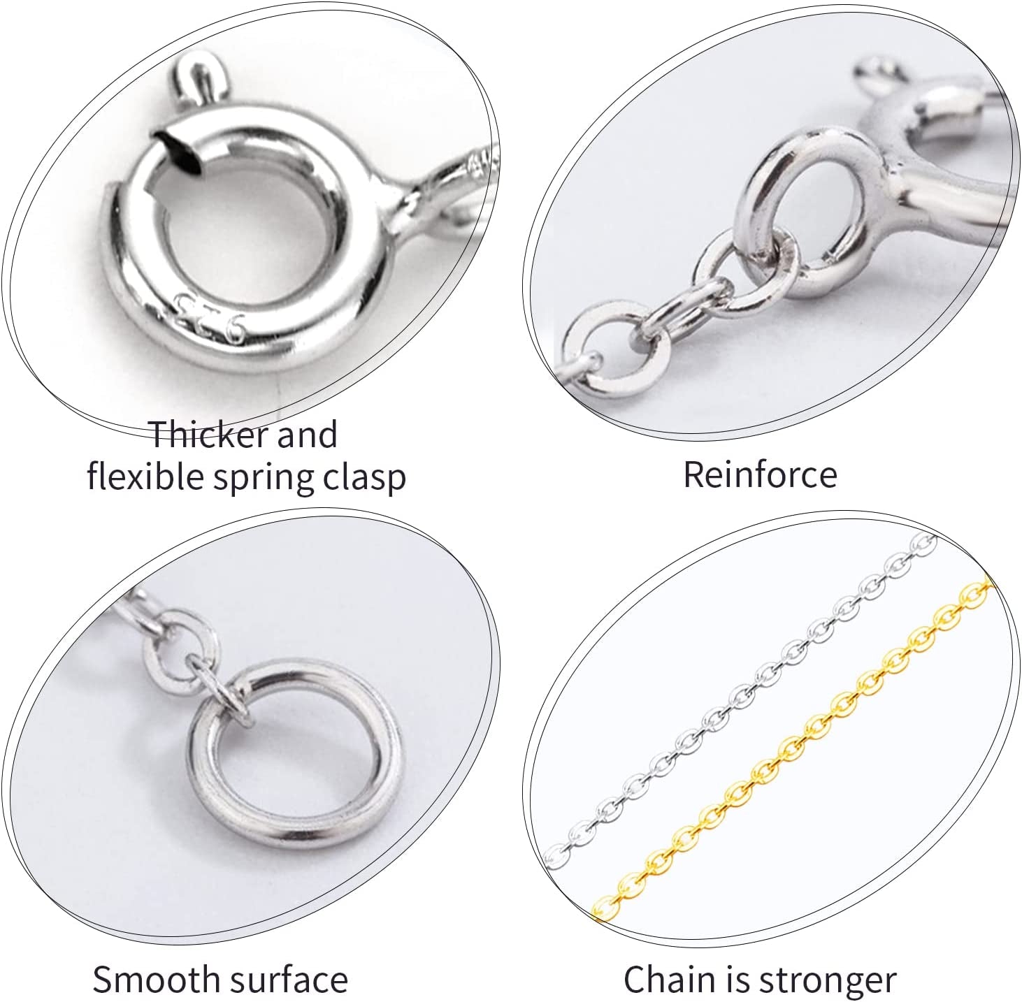 Gold Necklace Extender,925 Sterling Silver Durable Chain Extenders,Necklace Bracelet Anklet Jewelry Extension for Women (1 2 3 Inch)