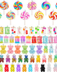 70 Pieces Colorful Candy Pendant Charm for Jewelry Making Cute Bear Lollipops Polymer Clay Resin Charms for DIY Keychain Necklace Bracelet Earring Craft