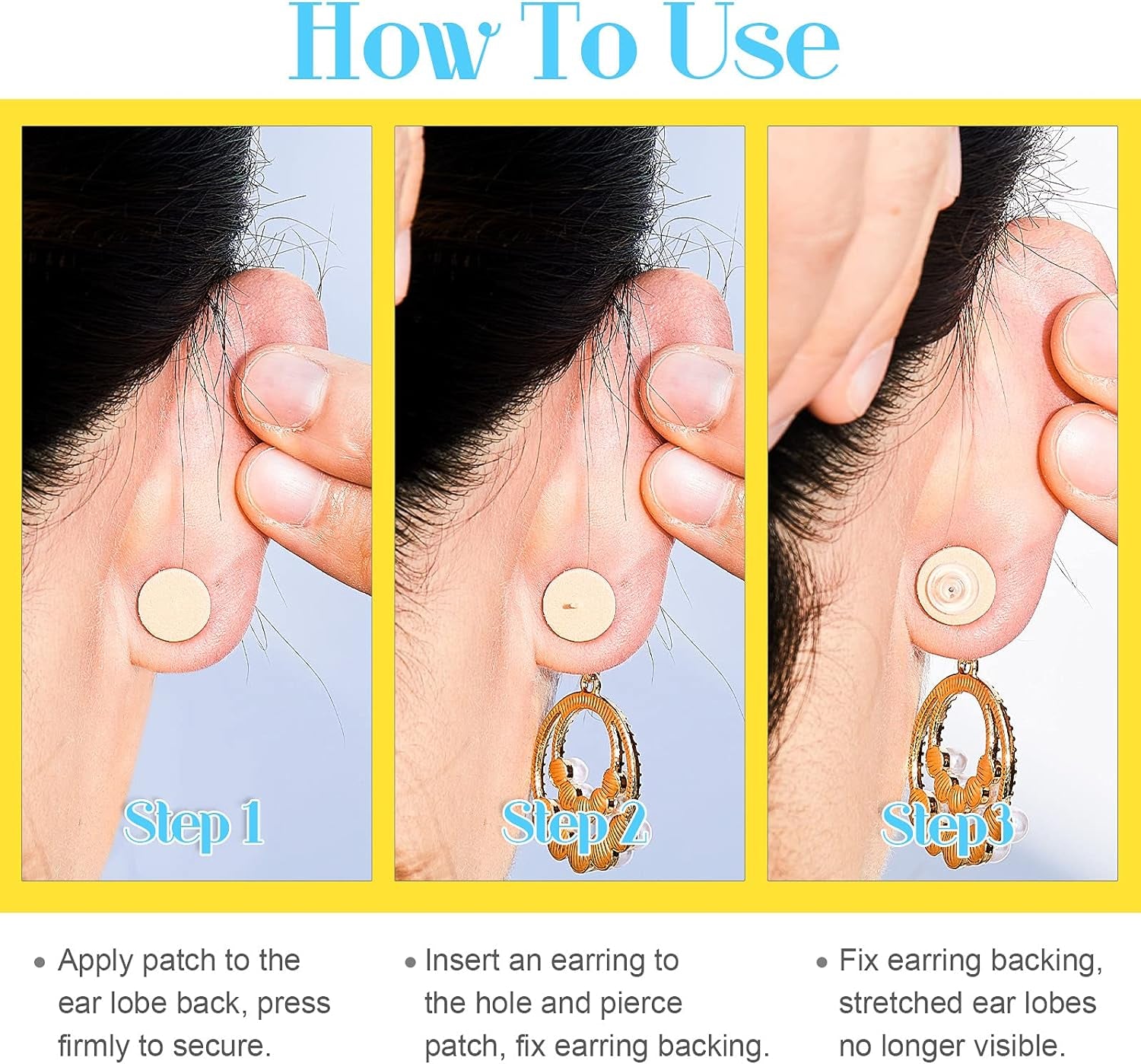 300 Pieces Earring Support Patches Earring Lifters and Earring Backs for Support Pads Earrings Waterproof Lifting Patches Ear Lobe Support Backs