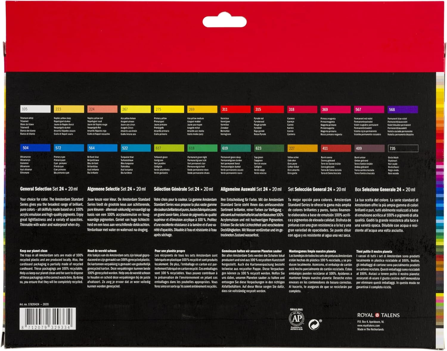Royal Talens  Acrylic Standard Tubes, 20Ml-Tubes, Set of 24 (100516105)