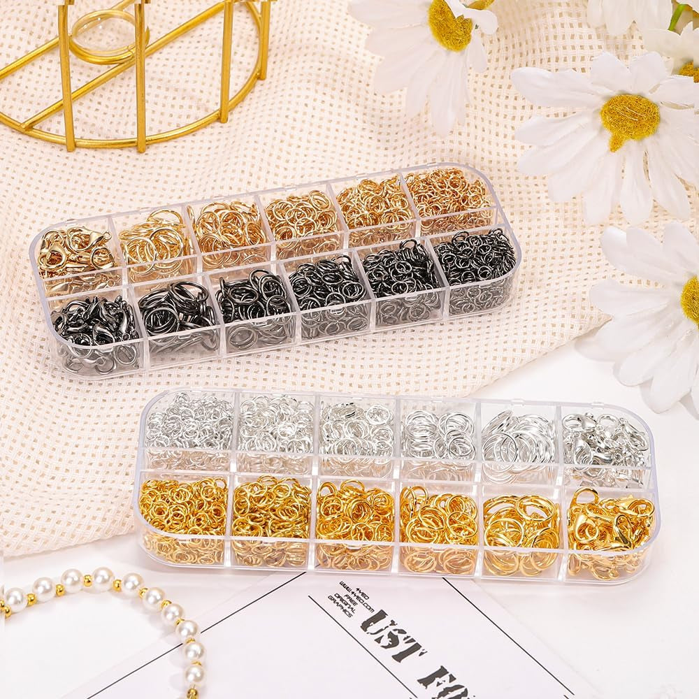 Jump Rings for Jewelry Making 2143Pcs Open Jump Rings and Lobster Clasps Necklace Bracelet Jewelry Repair Kit with Pliers Tweezers Jump Ring Opener