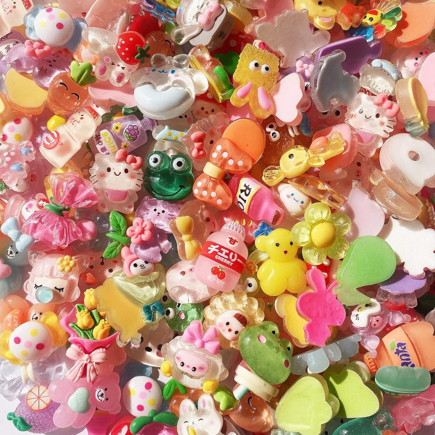 60Pcs Slime Charms Cute Set, Bulk Mixed Resin Charms Set Ornament Scrapbooking