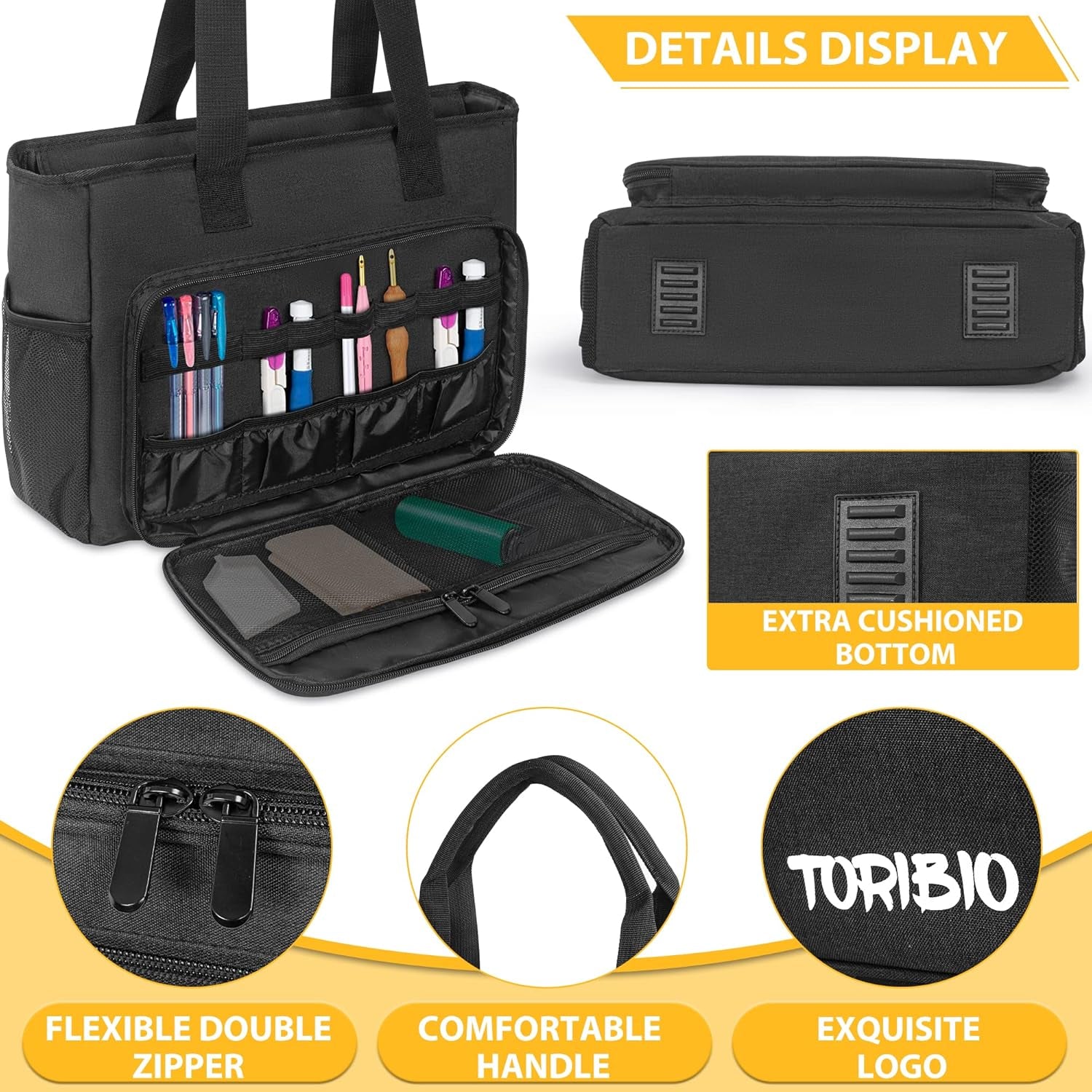 Carrying Bag for Diamond Painting A4 LED Light Pad, Diamond Painting Tools Storage Bag, Embroidery Bag Protective Case for Embroidery Floss and Supplies, 15.4"X12.2"X4.7", Black,Bag Only