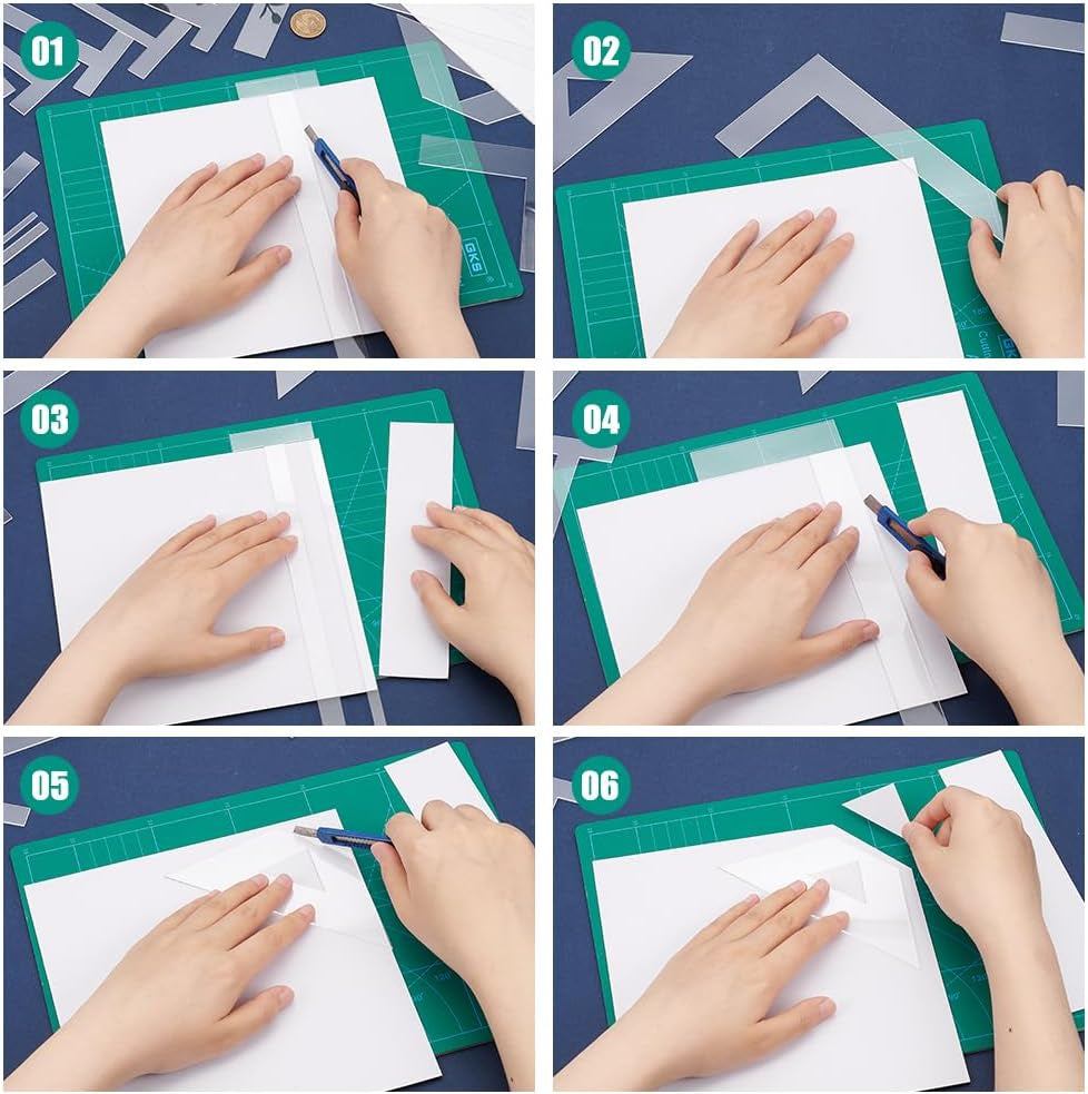 17 PCS Acrylic Bookbinding Spacer Tools, Clear Handmade Tools, Ladder & L/T Shape & Straight Edge for Making Books with Spine, Double Cover Structure, Album Cover