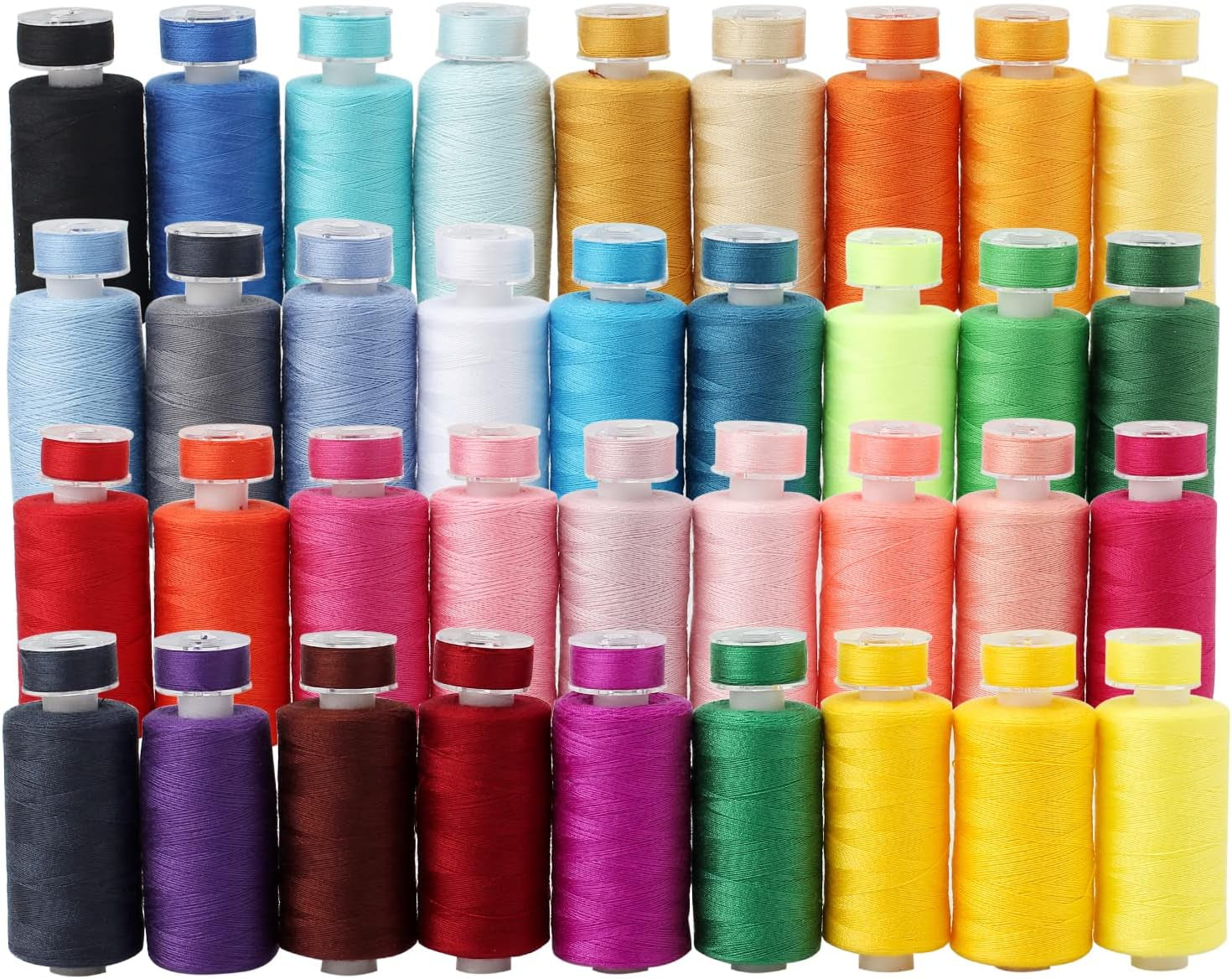 72Pcs Bobbins Sewing Threads Kit 36 Colors 500 Yards Sewing Polyester Thread Spools with 36Pcs Same Color Prewound Bobbins for Hand Sewing DIY Emergency Travel Sewing Machine Use