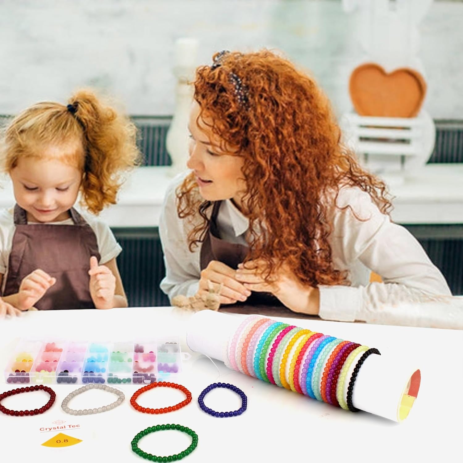 1400Pcs Glass Beads for Bracelets - DIY Bracelet Making Kit with 28 Colors, 6Mm round Beads - Stunning Crystal Beads - Glass Bead Kit for Jewelry Making