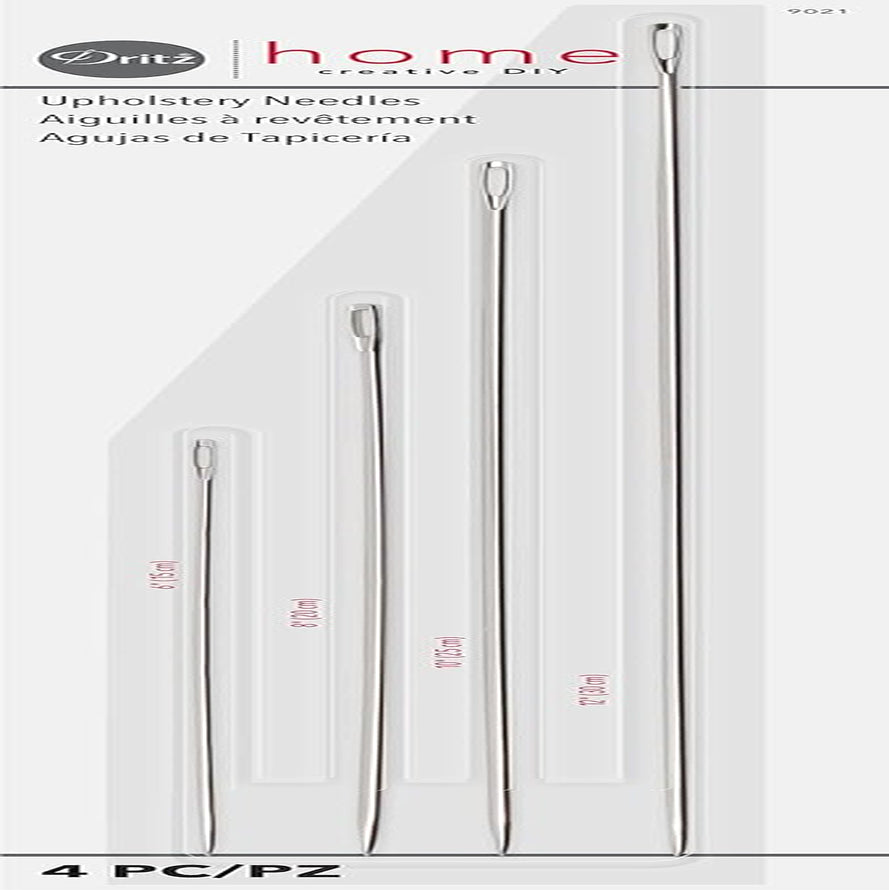 Home 9021 Long Straight Upholstery Hand Needles, Size 6, 8, 10 & 12-Inch (4-Piece), Silver