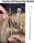 Illusion Crochet Needle Hook for Hair Extensions, Crochet Braids, Interlocking Locs, and Human Hair Bundles (Straight)