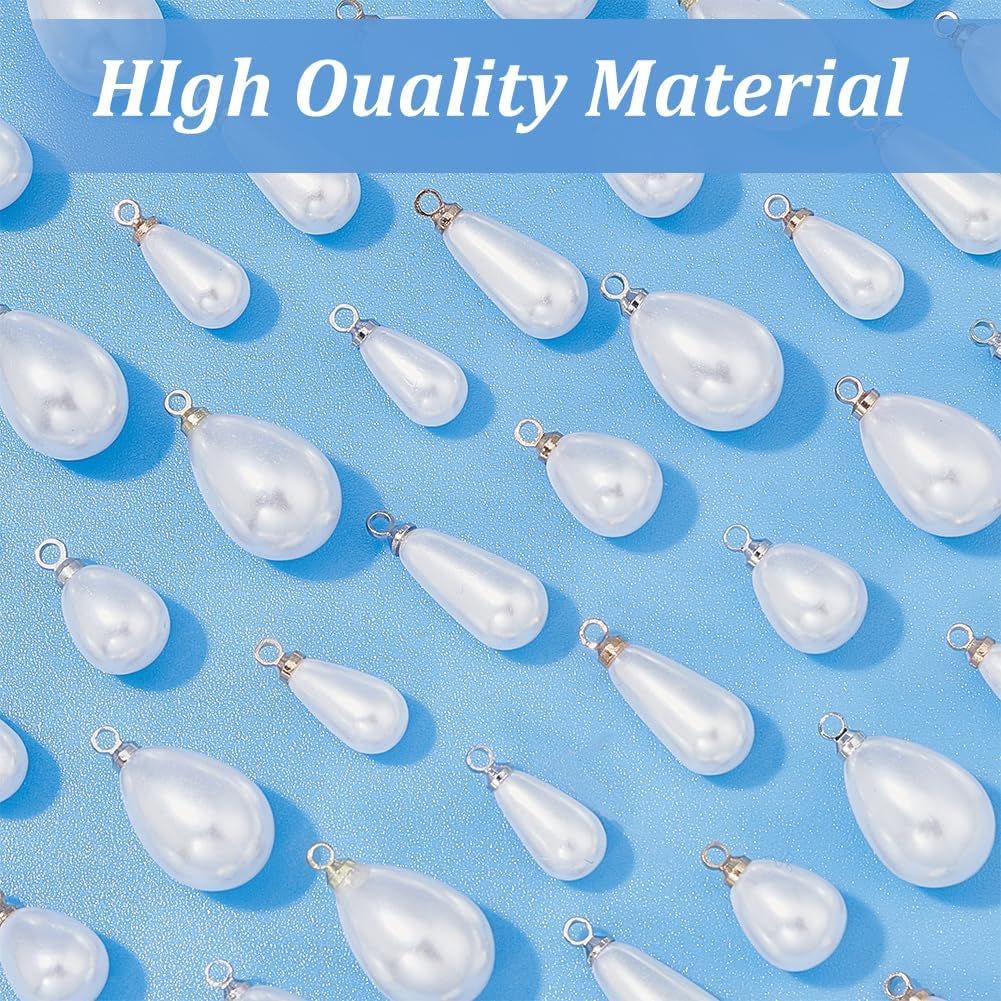Teardrop Pearl Pendants Pearl Pendant Connectors Oval Pearl Beads White Imitation Pearl Pendants