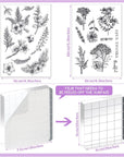 26 Pieces Acrylic Stamp Blocks Tools Set Including 8 Plants and Flower Silicone Clear Stamps Seal 6 Stamp Blocks 12 Craft Ink Pads Decorative Clear Stamps for Scrapbooking Card Making Journaling