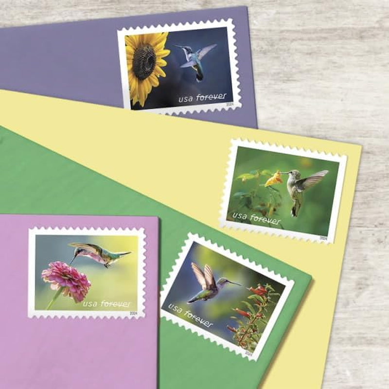 20Pcs Hummingbird Post Stamps*** New 2024 Flowers Design Mailing Forever Postage, Mixed