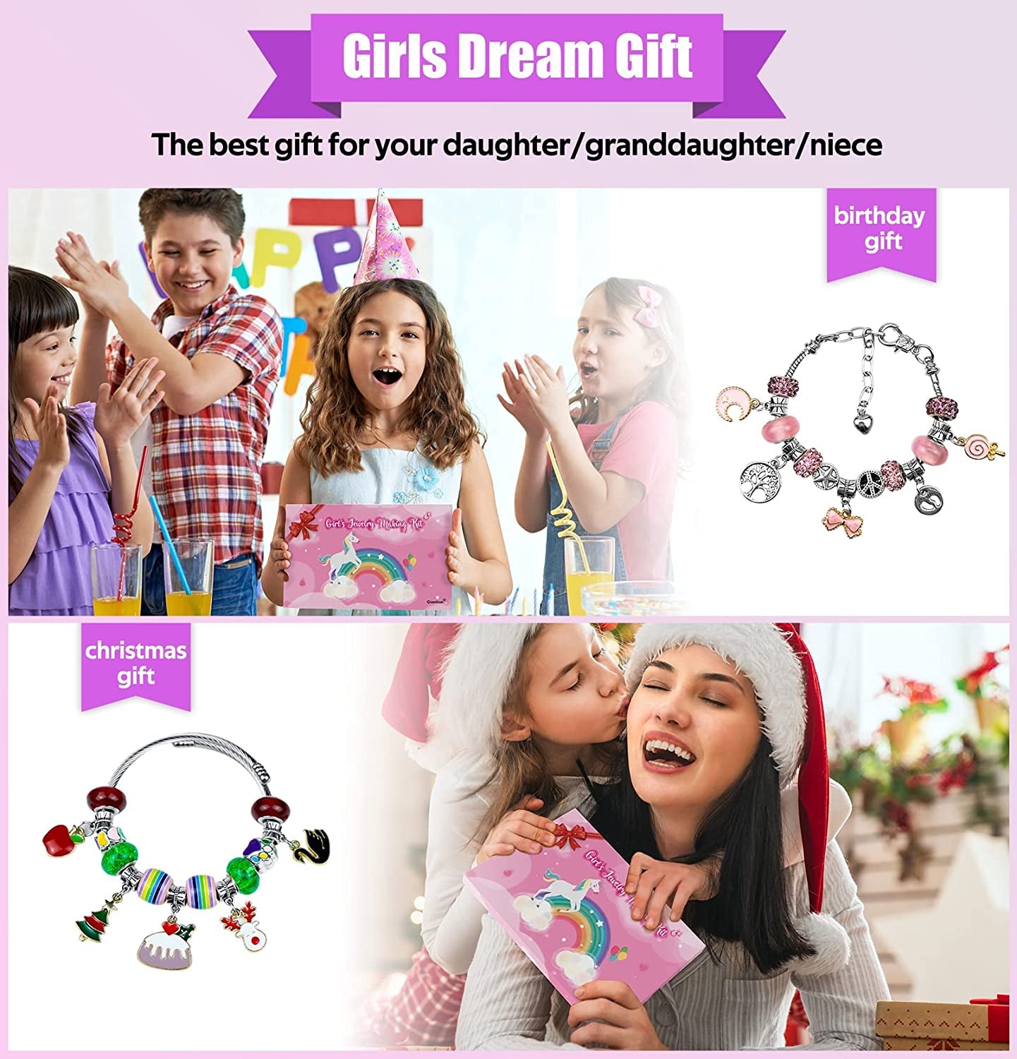 Charm Bracelet Making Kit, Jewelry Making Kit Trendy Stuff for Kids Ages 6-12, Unicorn Toy Cute Stuff for Teen Girls Gifts Birthday Gift, Crafts for Girls 6 7 8 9 10 11 12 Year Old