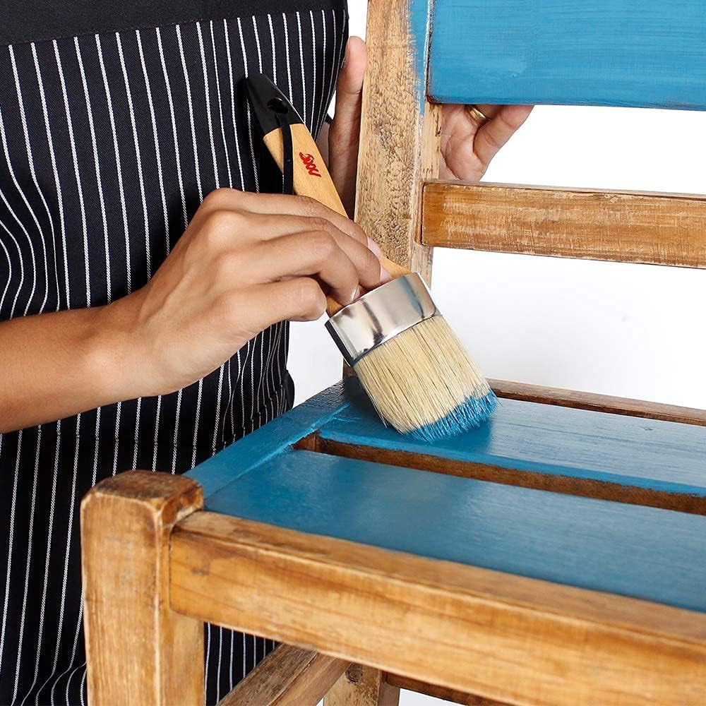 Chalk Wax Paint Brush 4Pcs Set Including 3 Small Paint Brushes for Furniture Painting and 1 Large Chalk Brush, Bristle Paint Brushes Set Compatible with Annie Sloan Chalk Paint, Fusion Mineral Paint
