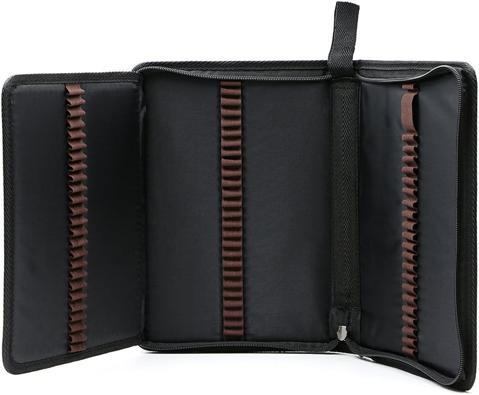 ® Portable Canvas Zippered Colored Pencil Case-Super Large Capacity 72 Slot Pencil Bag Pouch for Watercolor Pencils(Black)